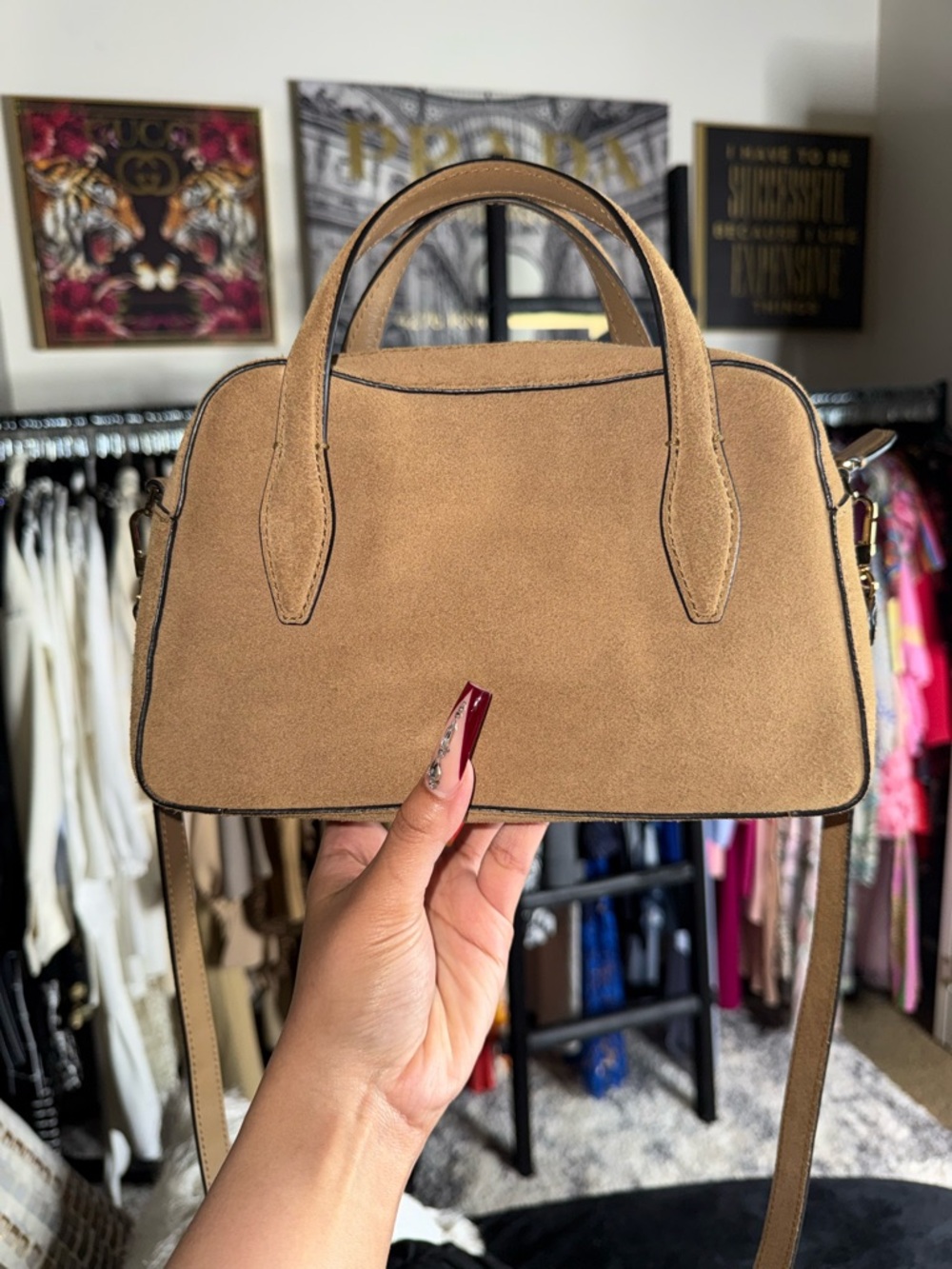Madewell Mini Crossbody Bag Desert Suede Leather Belted Satchel - Picture 6 of 11